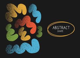 Grainy multicolored textured organic shape. Curvy wavy blob background. Groovy strange poster. Set amorphous figure vector