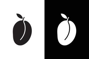 Mango icon, fruit and tropical, graphics, a linear pattern. Mango icon White black backgrounds vector