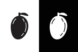 Mango icon, fruit and tropical, graphics, a linear pattern. Mango icon White black background. vector