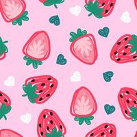Cute Strawberry doodle pattern vector