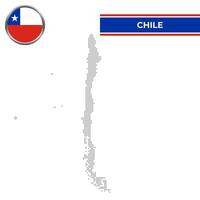 punteado mapa de Chile con circular bandera vector