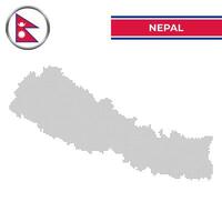 Dotted map of Nepal with circular flag vector