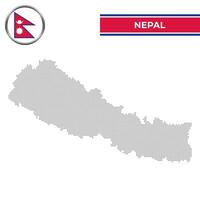 punteado mapa de Nepal con circular bandera vector