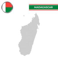 Dotted map of Madagascar with circular flag vector