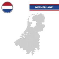 Dotted map of Netherlands with circular flag vector