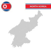 Dotted map of North Korea with circular flag vector