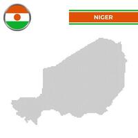 Dotted map of Niger with circular flag vector