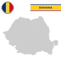 Dotted map of Romania with circular flag vector