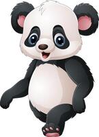 Cartoon cute little panda walking vector