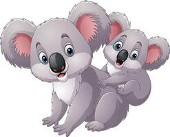 Cute mother koala with her baby vector