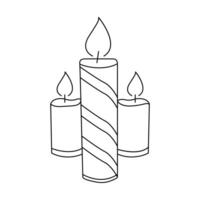 Continuous one line art candle sketch illustration vector