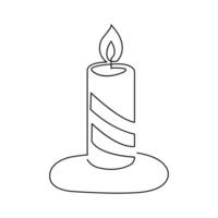 Continuous one line art candle sketch illustration vector