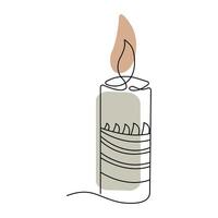 Continuous one line art candle sketch illustration vector