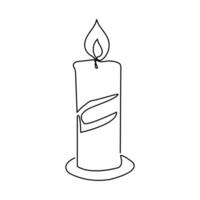 Continuous one line art candle illustration vector