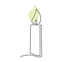 Continuous one line art candle illustration vector