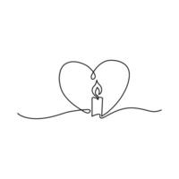 Continuous one line art candle sketch illustration vector