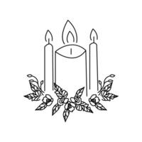 Continuous one line art candle illustration vector