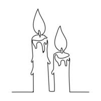 Continuous one line candle sketch art illustration vector