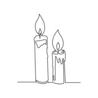 Continuous one line art candle illustration vector