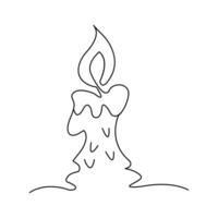 Continuous one line art candle sketch illustration vector