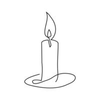 Continuous one line art candle illustration vector