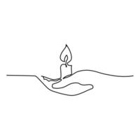 Continuous one line art candle illustration vector