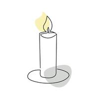 Continuous one line art candle illustration vector