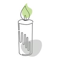 Continuous one line candle sketch art illustration vector