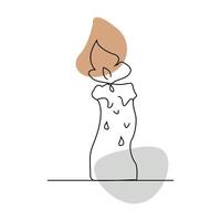 Continuous one line art candle sketch illustration vector