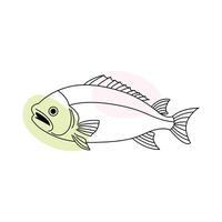 Fish one line art sketch drawing vector