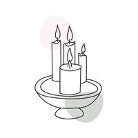 Continuous one line art candle sketch illustration vector