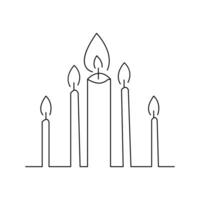 Continuous one line candle sketch art illustration vector