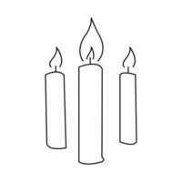 Continuous one line candle sketch art illustration vector