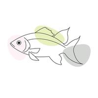 Fish one line art sketch drawing vector
