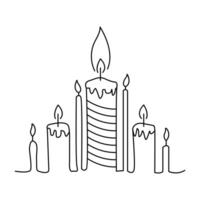 Continuous one line candle sketch art illustration vector