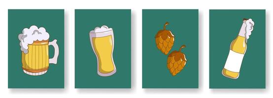 Cute bundling on the theme of Beer Day, mug and glass of beer illustration. It can be used for wrapping paper, gift wrapping, textiles, etc. vector