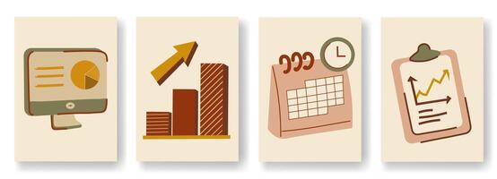 Bundling on the Workaholics Day. They are monitor, sales graphic, and calendar. It can be used for wrapping paper, gift wrapping, textiles, etc. vector