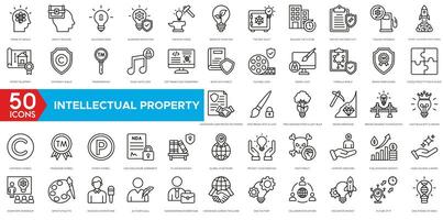 Intellectual Property icon. Spark of Genius, Mind's Treasure, Unlocking Ideas, Guarding Innovation, Creative Forge and Seeds of Invention vector
