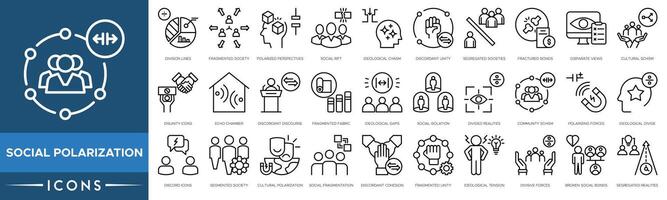 Social Polarization icon. Division Lines, Fragmented Society, Polarized Perspectives, Social Rift, Ideological Chasm and Discordant Unity vector