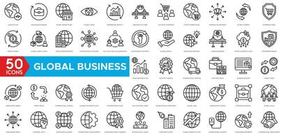 Global Business icon. World Pulse, Boundless Business, Global Marketplace, Global Vision, Borderless Growth, Bridging Cultures and United by Commerce vector