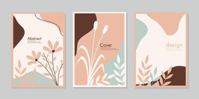 cover template with floral pattern. beauty botanical abstract background. A4 size For For notebooks, planners, brochures, books, catalogs etc vector