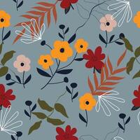 Cute hand drawn vintage floral pattern seamless background vector