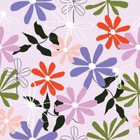 Cute hand drawn vintage floral pattern seamless background vector