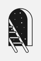 Retro aesthetic portal and ladder illustration. Simple cartoon image for printing. vector