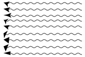 Arrow wavy icons illustration. Simple black arrow pointer. vector