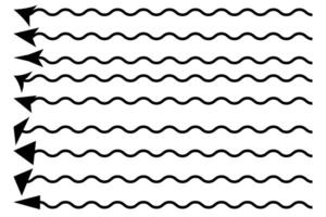 Arrow wavy icons illustration. Simple black arrow pointer. vector