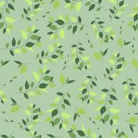 Seamless pattern green leaves. Flat template. Green background. vector