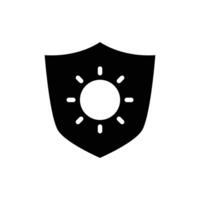 sun and shield symbol of sun protection solid icon design good for website and mobile app vector