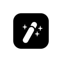 Magic wand icon on black square. Social media effect button vector