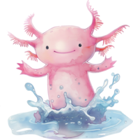söt axolotl framkallning vatten png